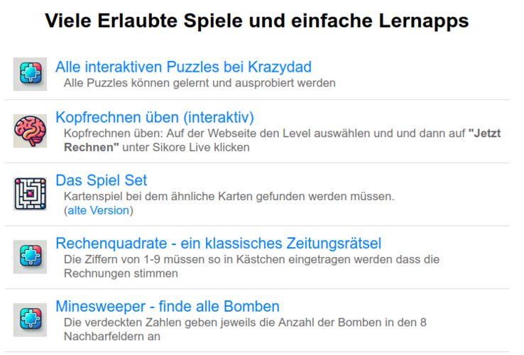 Spiele Übersicht